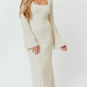 Worth Collective Rowan Square Neck Maxi Dress in Cream